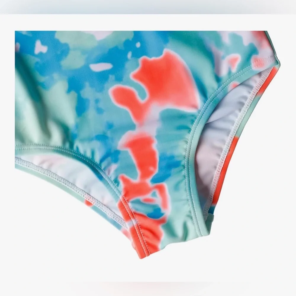 Kids Heart Print Swimsuit - Blue and Red